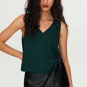 NWOT Babaton Aritizia Sleeveless Dark Forest Green Murphy Blouse Size Small